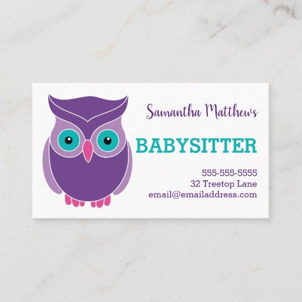 Babysitter Cute Purple Owl Childcare Provider