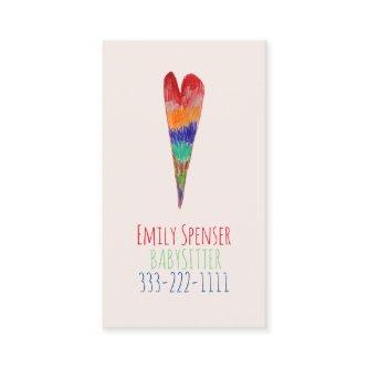Babysitting & Child Care Drawn Heart Card