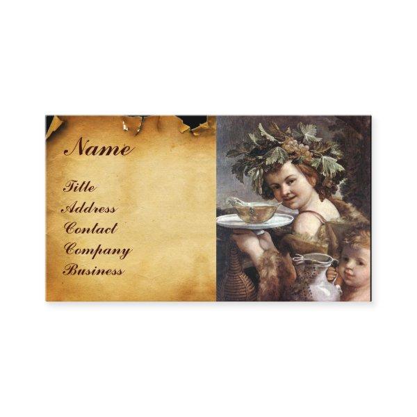 BACCHUS, GRAPES ,WHITE WINE RED WAX SEAL PARCHMENT