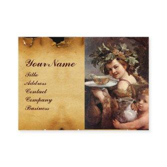 BACCHUS, GRAPES ,WHITE WINE RED WAX SEAL PARCHMENT