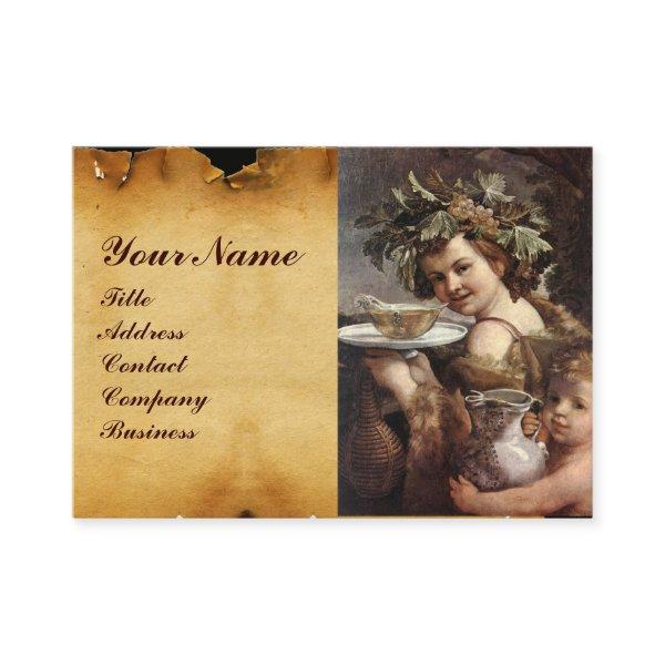 BACCHUS, GRAPES ,WHITE WINE RED WAX SEAL PARCHMENT