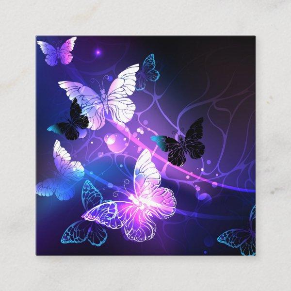 Background with Night Butterflies Square