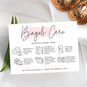 Bagels Care Guide Pink Watercolor Bread Bakery