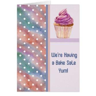 Bake Sale Announcement Card with Cupcake