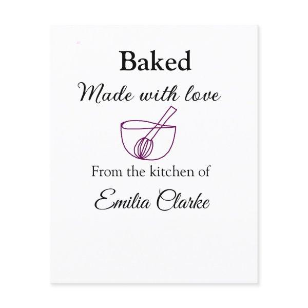 Baked with love bakery business add name texture l