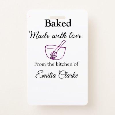 Baked with love bakery business add name texture l badge
