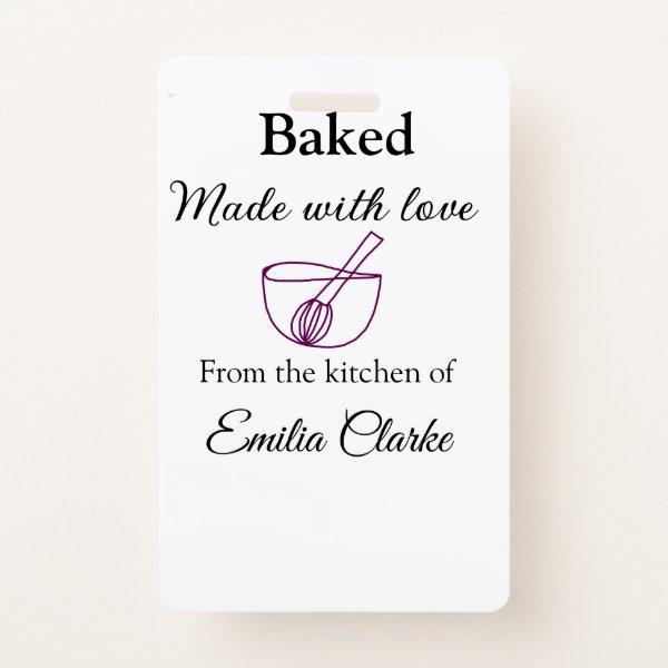 Baked with love bakery business add name texture l badge