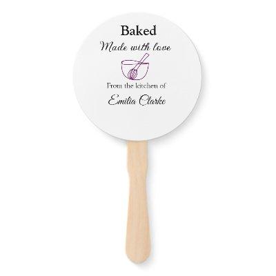 Baked with love bakery business add name texture l hand fan