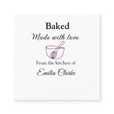 Baked with love bakery business add name texture l square