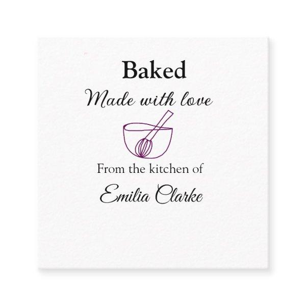 Baked with love bakery business add name texture l square
