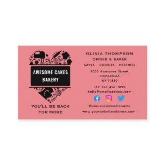 Baker Bakery Cakes Cookies Pastry Chef Pink Black