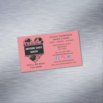 Baker Bakery Cakes Cookies Pastry Chef Pink Black  Magnet