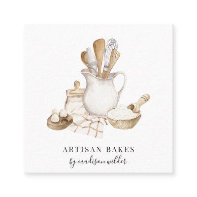Baker Bakery Pastry Chef  Watercolor Square