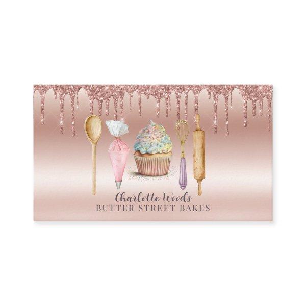 Baker Pastry Chef Rose Gold Glitter Drips Utensils