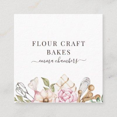 Baker Pastry Chef Watercolor Bakers Tools Cream Square