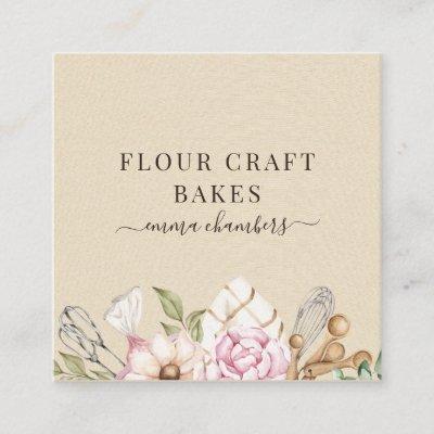Baker Pastry Chef Watercolor Bakers Tools Cream Square