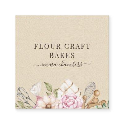 Baker Pastry Chef Watercolor Bakers Tools Cream Square