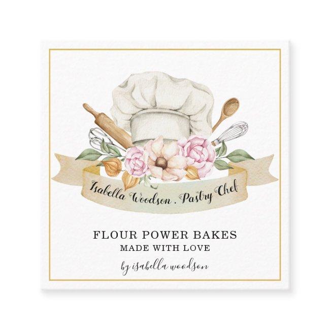 Baker Pastry Chef Watercolor Bakers Tools Square Square