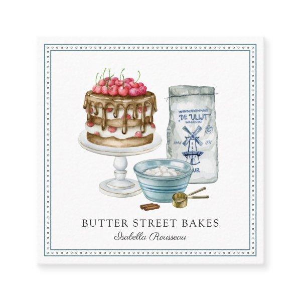 Baker Pastry Chef  Watercolor Bakery Art Square