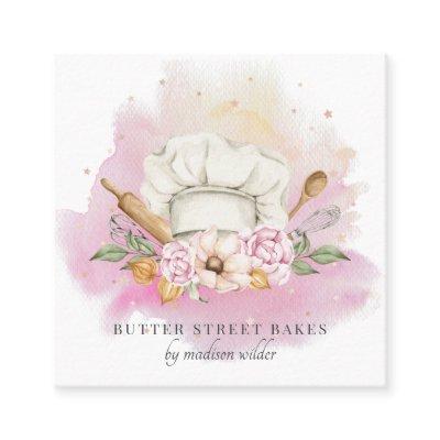 Baker Pastry Chef Watercolor Bakery  Square