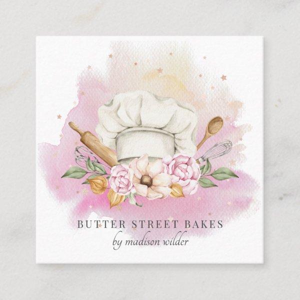 Baker Pastry Chef Watercolor Bakery  Square