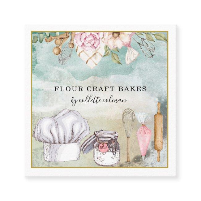 Baker Pastry Chef Watercolor Baking Tools Utensil Square