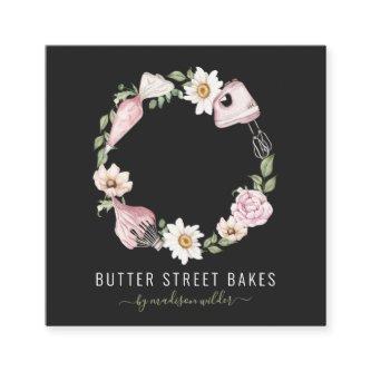 Baker Pastry Chef Watercolor Baking Utensil Floral Square