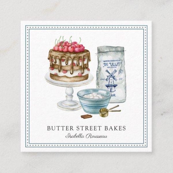 Baker Pastry Chef  Watercolor Cake Square