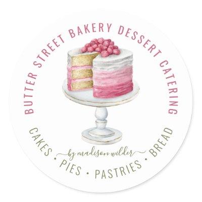 Baker Pastry Chef Watercolor Cake Square Business  Classic Round Sticker