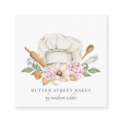 Baker Pastry Chef Watercolor Chef Hat Utensils  Square