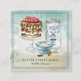 Baker Pastry Chef  Watercolor Square