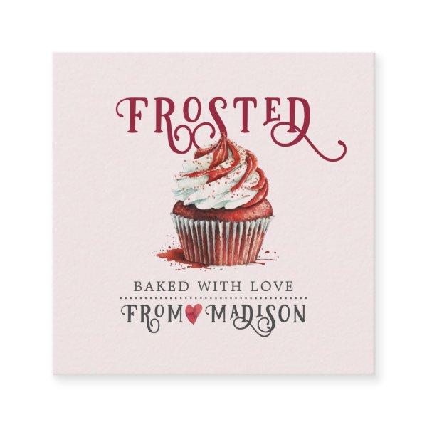 Baker's Cupcake Logo Calligraphy Script Pink Square