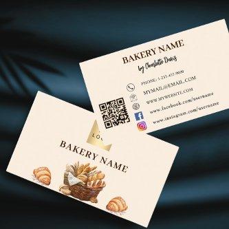 Bakery bread pastry beige cream QR code logo