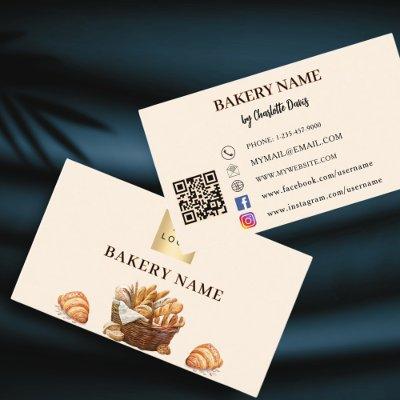 Bakery bread pastry beige cream QR code logo
