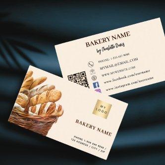 Bakery bread pastry beige cream QR code logo