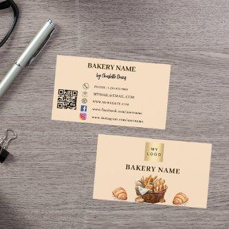 Bakery bread pastry peach QR code logo
