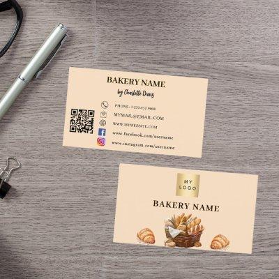 Bakery bread pastry peach QR code logo