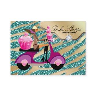 Bakery  Zebra Teal Gold Sparkle