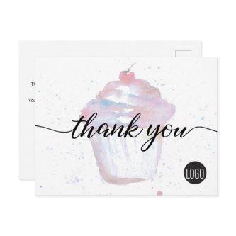 Bakery Business logo Watercolor Cupcake Cute  Postcard