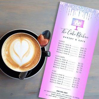 Bakery Cake Purple Glitter Drips Pastry Chef Menu