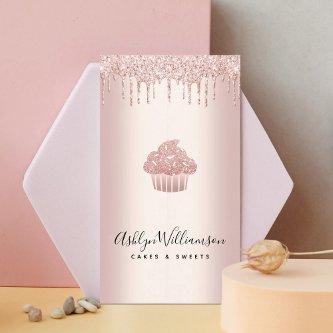 Bakery Cupcake Pastry Chef Rose Gold Glitter Drips