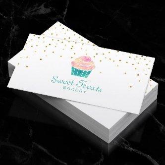 Bakery Cupcake Sweet Treats Gold Confetti