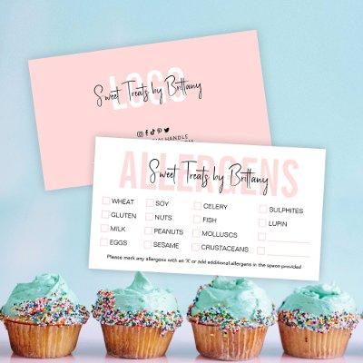 Bakery Feminine Blush Pink Food Allergy Checklist