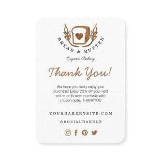 Bakery Loaf Of Bread Logo Thanks For Your Purchase Enclosure Card