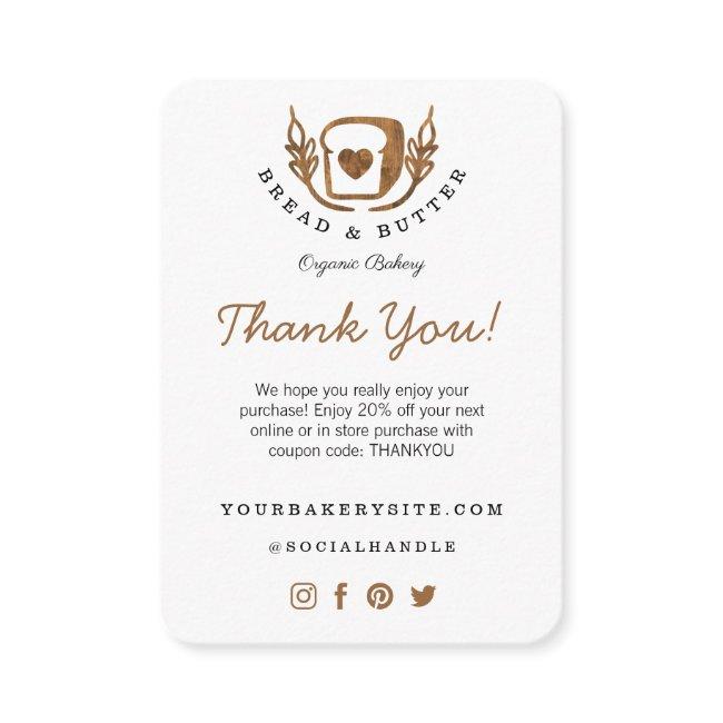 Bakery Loaf Of Bread Logo Thanks For Your Purchase Enclosure Card