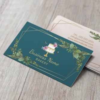 Bakery Pastry Chef Botanical Sweet Cake Teal