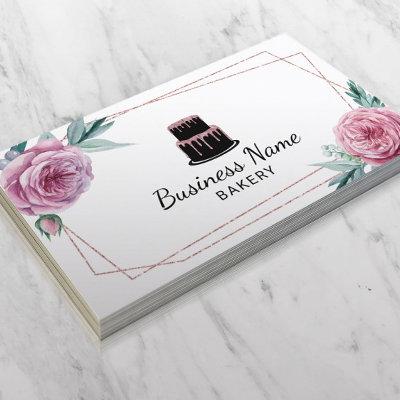 Bakery Pastry Chef Floral Geometric Rose Gold Cake