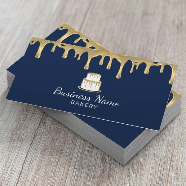 Bakery Pastry Chef Modern Navy & Gold Cake Logo