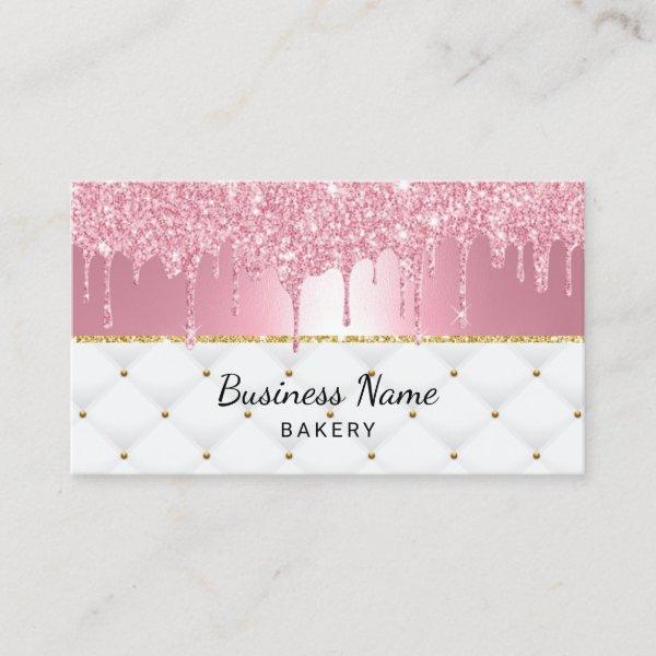 Bakery Pastry Chef Modern Pink Glitter Drips Lux