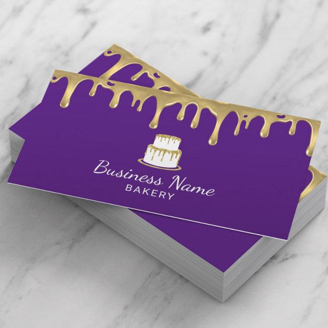 Bakery Pastry Chef Modern Purple & Gold Cake Logo